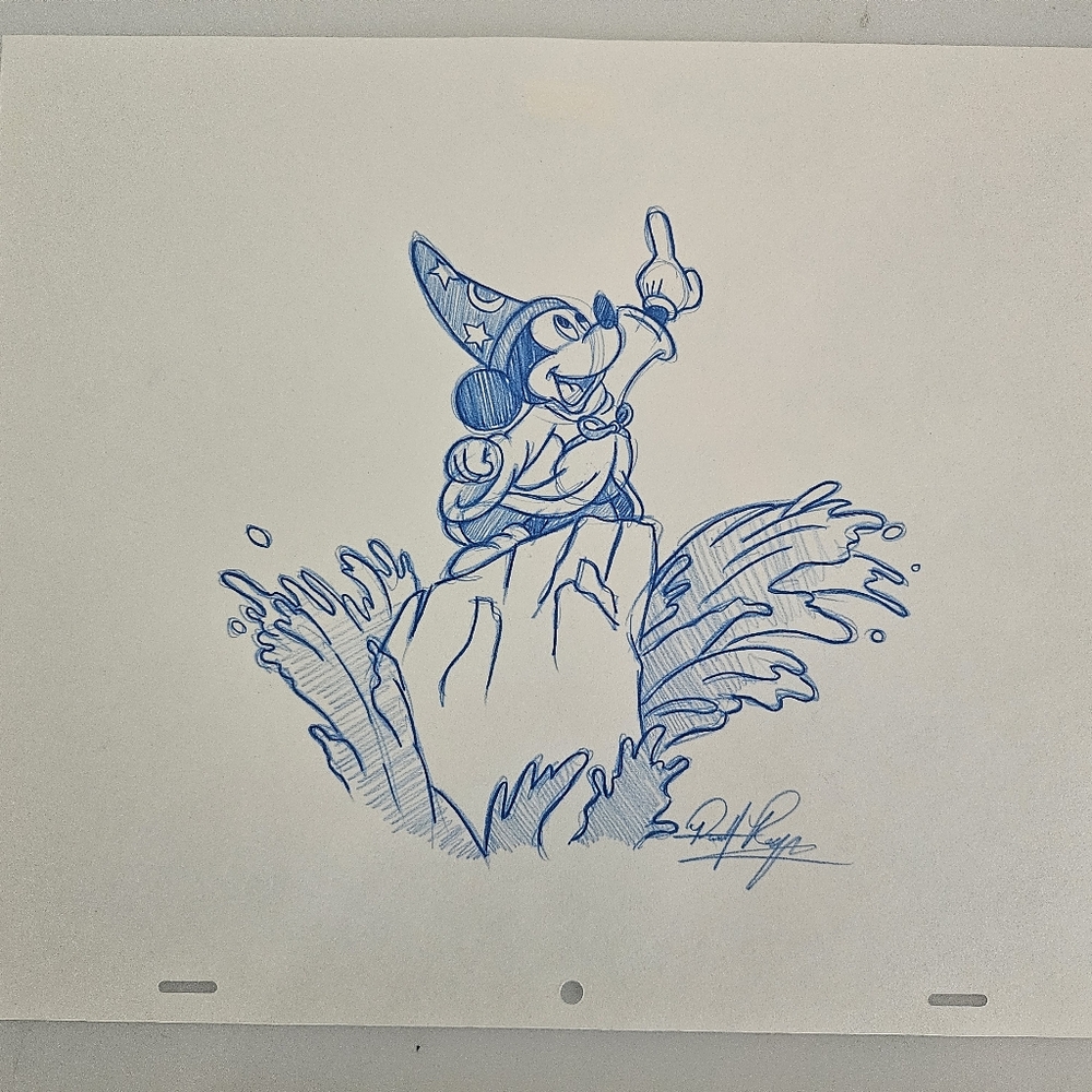 Disney Sorcerer Mickey Fantasia Fantasmic Drawing/Sketch Animation Art - Picture 5 of 6